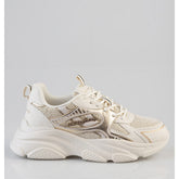 Sissy Boy Womens Chunky Sneaker With Gillter Detail In Cream And Gold