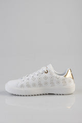 Sissyboy Womens Penny Punched Sneakers In White