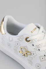 Sissyboy Womens Penny Punched Sneakers In White