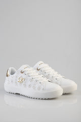 Sissyboy Womens Penny Punched Sneakers In White