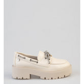 Sissy Boy Ladies Boat Shoe with Bling Shoe Laces In Cream