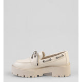Sissy Boy Ladies Boat Shoe with Bling Shoe Laces In Cream