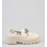 Sissy Boy Ladies Boat Shoe with Bling Shoe Laces In Cream