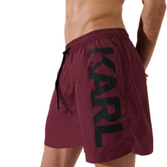 Karl Lagerfeld Mens Karl Logo Shorts In Burgandy