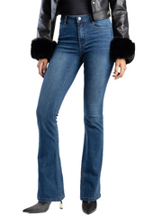 Sissyboy Womens Mid-Waist Bootleg Jeans In Medium Vintage