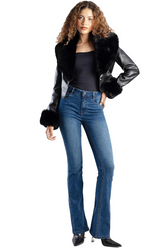 Sissyboy Womens Mid-Waist Bootleg Jeans In Medium Vintage