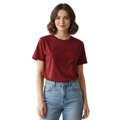 Sissyboy Ladies Regular T-Shirt With Ribbon Heart In Red