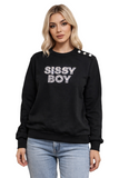 Sissy boy Womens Logo Sweat Top With Button Detail In Black