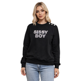Sissy boy Womens Logo Sweat Top With Button Detail In Black