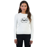 Sissy boy Womens Long Sleeve Knit Top With Branding In Off White