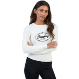 Sissy boy Womens Long Sleeve Knit Top With Branding In Off White