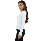 Sissy boy Womens Long Sleeve Knit Top With Branding In Off White