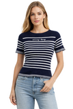 Sissy boy Short Sleeve Striped Knitwear Top In Navy