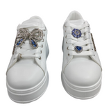 Sissy Boy Womens Gabriella Sneakers With Charms In White