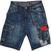 Soviet Boys Mighty Fashion Denim Cargo Short In Dark Indigo