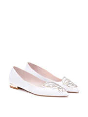 Sophia Webster Womens Butterfly Flat Shoes In White & Gold
