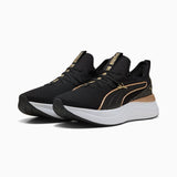 Puma Womens Sabrina Polished Chrome Sneakers In Black & Gold
