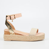 Miss Black Ladies Steffi 3 Wedge Sandals In Nude
