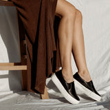 Savoy Ladies Flat Shoes In Black/White