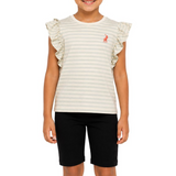 Polo Girls Chloe Frill Sleeveless T-Shirt In Cool Sage