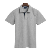Gant Mens Contrast Collar Pique Golfer Grey