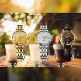 Seiko Ladies Presage Auto Watch In Light Gold