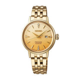 Seiko Ladies Presage Auto Watch In Light Gold