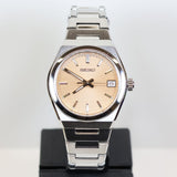 Seiko Ladies Pink Dial Watch In Silver