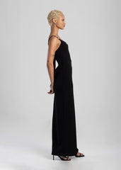Sissy boy Maxi Dress With a Neckline In Black