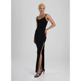 Sissy boy Maxi Dress With a Neckline In Black