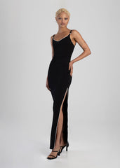 Sissy boy Maxi Dress With a Neckline In Black