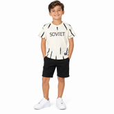 Soviet Boys Omar Box Fit Rotary Printed T-Shirt in Winter White
