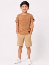 Soviet Boys Medal Velvety Suede Track Shorts In Light Khaki