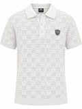 Soviet Cuba Mens Short Sleeve Knitted Golfer In White