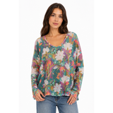 Stella Morgan London Lightweight Floral Knit Top In Blue Multi