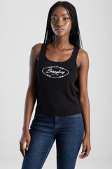 Sissy boy Ladies Embroidered Logo Tank Top In Black