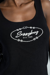 Sissy boy Ladies Embroidered Logo Tank Top In Black