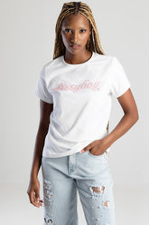 Sissyboy Ladies Regular T-Shirt with Beaded Logo In White