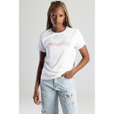 Sissy boy Ladies Regular T-Shirt with Beaded Logo In White