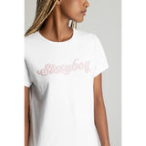 Sissy boy Ladies Regular T-Shirt with Beaded Logo In White