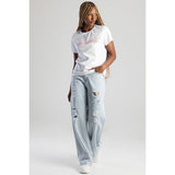 Sissy boy Ladies Regular T-Shirt with Beaded Logo In White