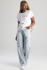 Sissyboy Ladies Regular T-Shirt with Beaded Logo In White