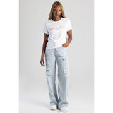 Sissy boy Ladies Regular T-Shirt with Beaded Logo In White