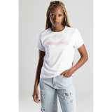 Sissy boy Ladies Regular T-Shirt with Beaded Logo In White