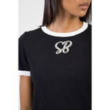 Sissy boy Womens Short Sleeve Knitwear Top With Bling In Black