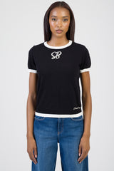 Sissyboy Womens Short Sleeve Knitwear Top With Bling In Black