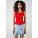 Sissy boy Red Sleeveless Knitwear Vest Top With White Hearts