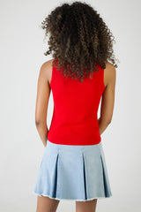 Sissy boy Red Sleeveless Knitwear Vest Top With White Hearts