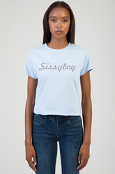 Sissyboy Womens Regular T-shirt With Black and Bling Detail In Blue