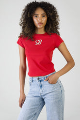 Sissyboy Red Baby T-shirt With Pearl Branded
